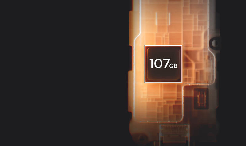 107GB Built-In Storage & 800MB/s Transfer