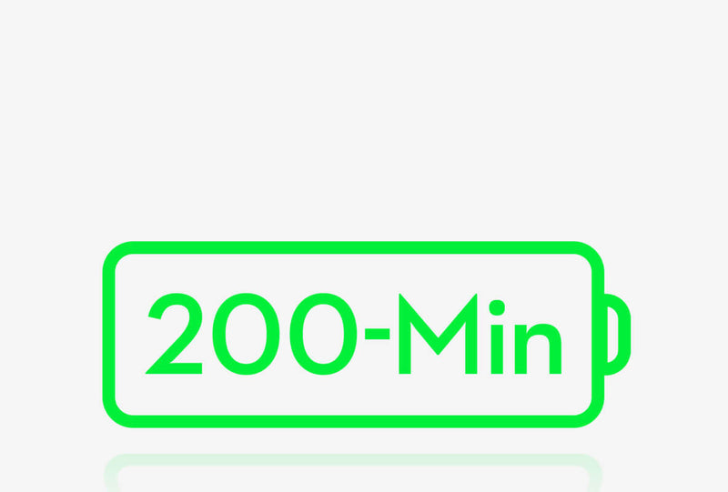 200-Min Extended Battery Life & Fast Charging